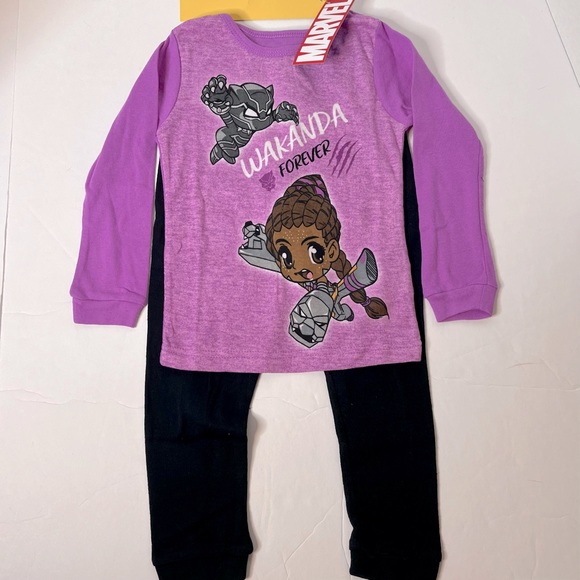Marvel Black Panther Shuri Purple Wakanda Forever Snug Fit Pajama Set 4T New - Picture 11 of 12